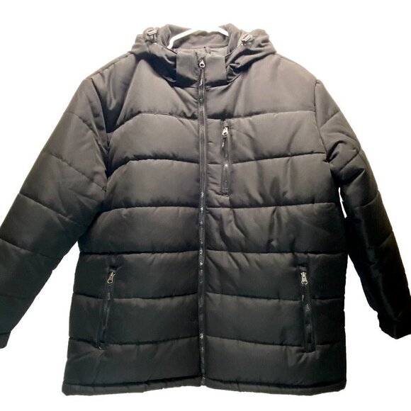 Athletech Outerwear Hooded Jacket Men's XL Full-Zip Cold Weather Coat Black NWT - Picture 2 of 14